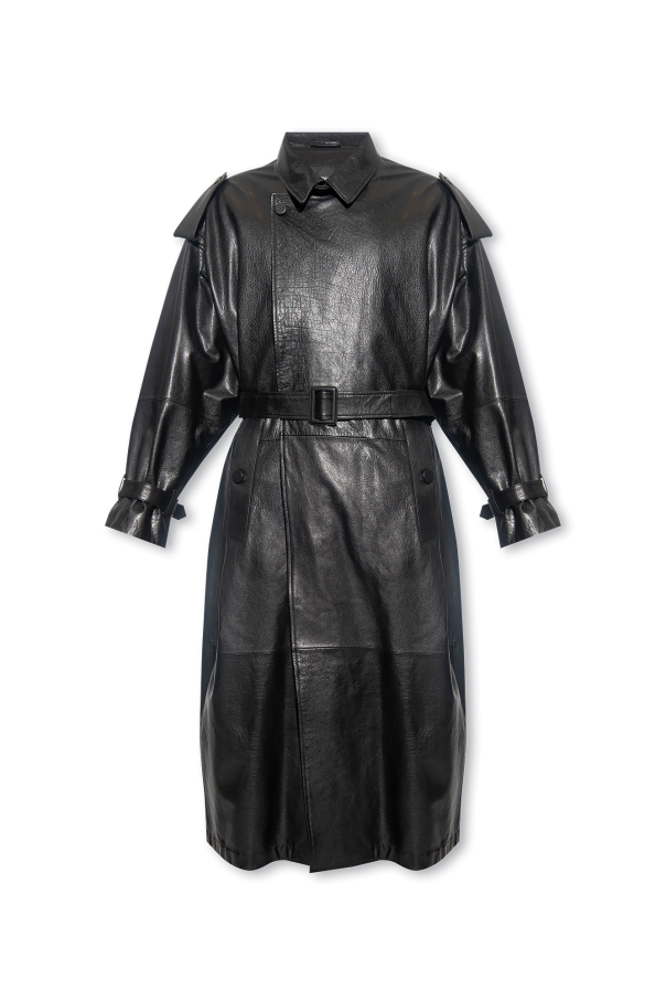 Black Leather coat Emporio Armani - SchaferandweinerShops